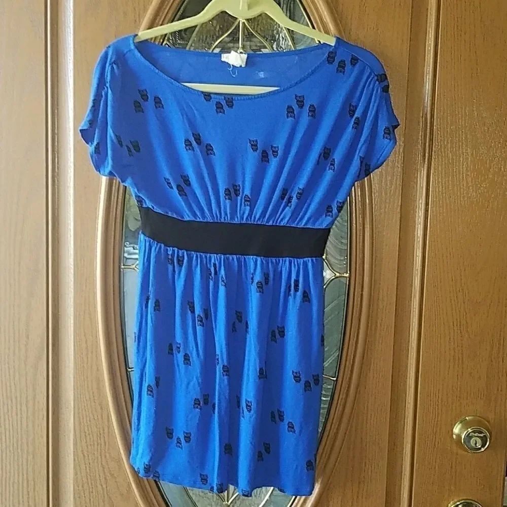 One Clothing blue black owl skater dress. Sz.S